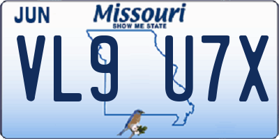 MO license plate VL9U7X