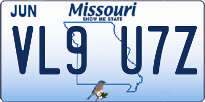 MO license plate VL9U7Z