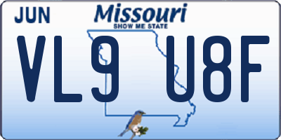 MO license plate VL9U8F
