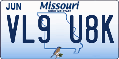 MO license plate VL9U8K