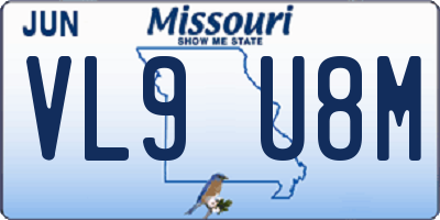 MO license plate VL9U8M