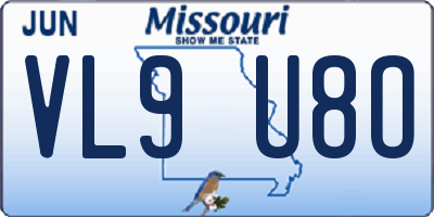 MO license plate VL9U8O