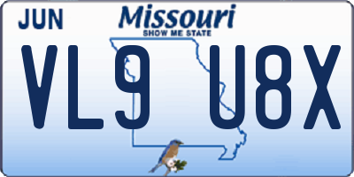 MO license plate VL9U8X