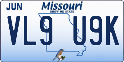 MO license plate VL9U9K