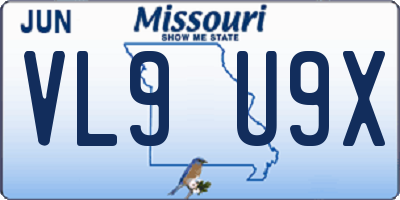 MO license plate VL9U9X