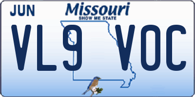 MO license plate VL9V0C