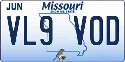 MO license plate VL9V0D
