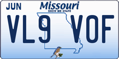 MO license plate VL9V0F