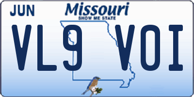 MO license plate VL9V0I