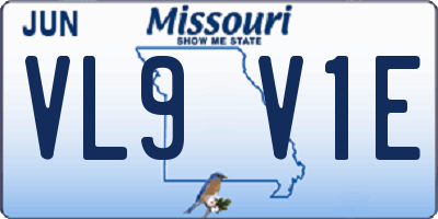 MO license plate VL9V1E
