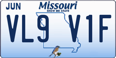 MO license plate VL9V1F