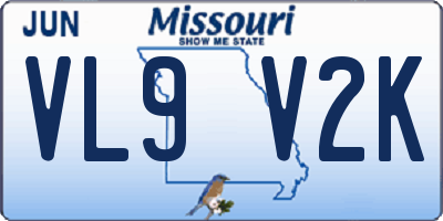 MO license plate VL9V2K