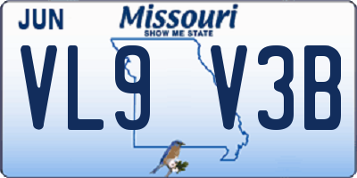 MO license plate VL9V3B