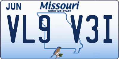 MO license plate VL9V3I