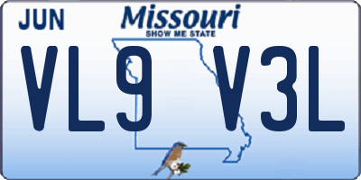 MO license plate VL9V3L