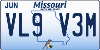 MO license plate VL9V3M