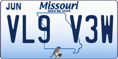 MO license plate VL9V3W