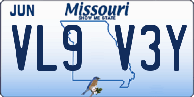 MO license plate VL9V3Y