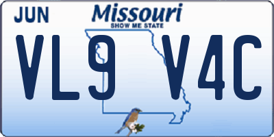 MO license plate VL9V4C