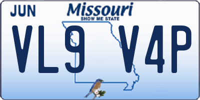 MO license plate VL9V4P