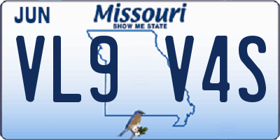 MO license plate VL9V4S
