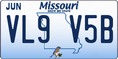 MO license plate VL9V5B