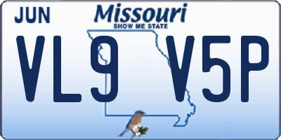 MO license plate VL9V5P