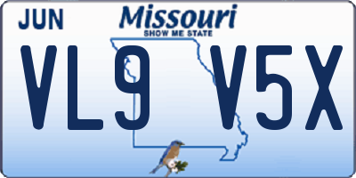 MO license plate VL9V5X