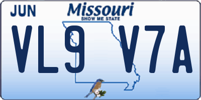 MO license plate VL9V7A