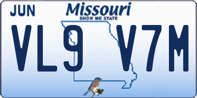 MO license plate VL9V7M