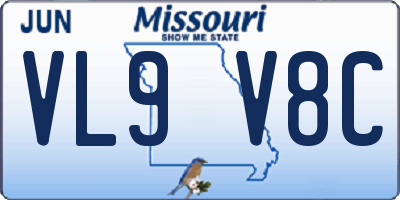 MO license plate VL9V8C