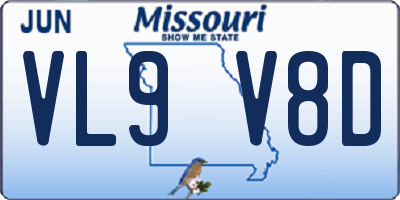 MO license plate VL9V8D