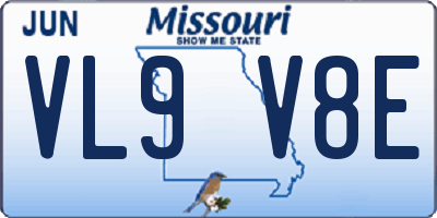 MO license plate VL9V8E