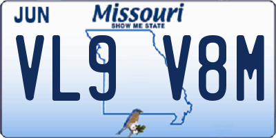 MO license plate VL9V8M