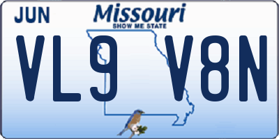 MO license plate VL9V8N