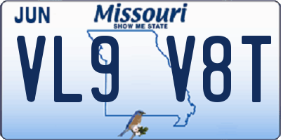 MO license plate VL9V8T