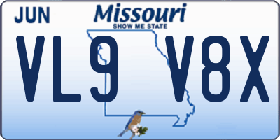 MO license plate VL9V8X