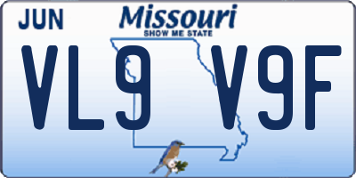 MO license plate VL9V9F