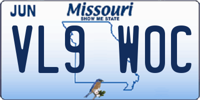 MO license plate VL9W0C