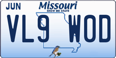 MO license plate VL9W0D