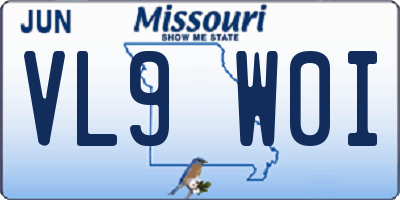 MO license plate VL9W0I