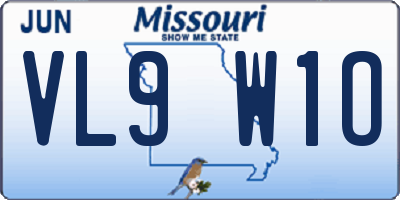 MO license plate VL9W1O