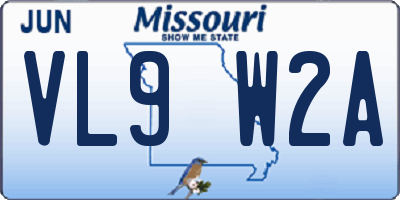 MO license plate VL9W2A
