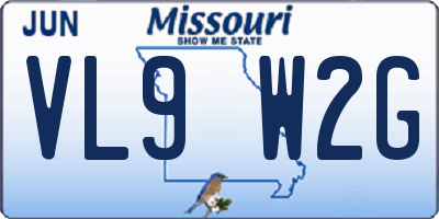 MO license plate VL9W2G