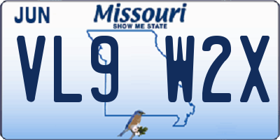MO license plate VL9W2X