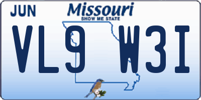 MO license plate VL9W3I