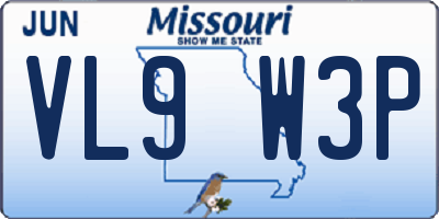 MO license plate VL9W3P