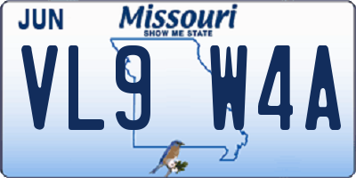 MO license plate VL9W4A