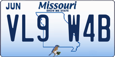 MO license plate VL9W4B