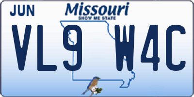 MO license plate VL9W4C
